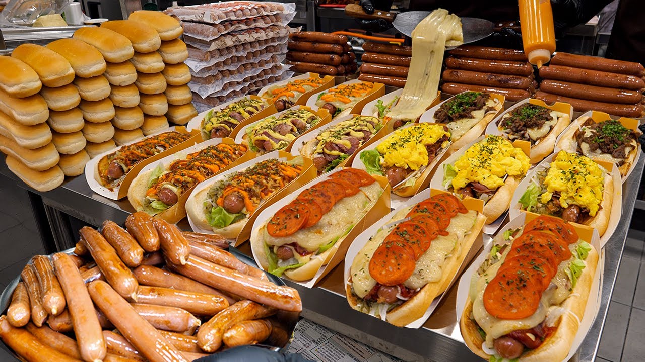 2 000 хот-догов распродаются ежедневно! Безумные американские хот-доги – Корейская уличная еда