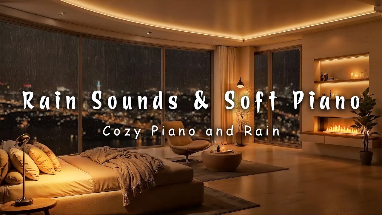 Rain Falls Outside the Window & Soft Piano to Relax the Mind and Reduce Stress, Relaxing Sleep Music
