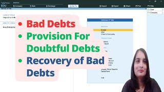 Provision for Doubtful Debts Entry in Tally| Bad Debts entry in Tally| Bad Debts Recovery entry| Provision for Doubtful Debts Entry in Tally| Bad Debts entry in Tally| Bad Debts Recovery entry|