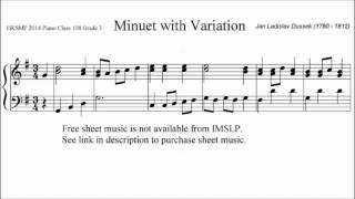HKSMF 66th Piano 2014 Class 108 Grade 3 Dussek Minuet with Variation Sheet Music 校際音樂節