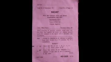 Bsc 6th semester (pass and Hons) Examination, july -2021 Mathematics (Linear Algebra)