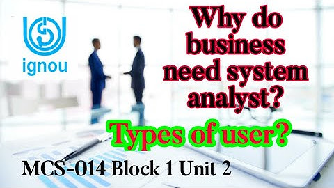 Why do business need system analyst | User | Types of user | ignou bca mca