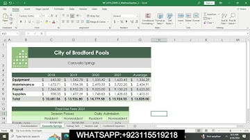 Excel 2019  Module 5 End of Module Project 2 | City of Bradford Pools | NP_EX19_EOM5-2