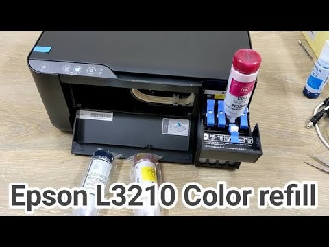 How to refill ink in Epson EcoTank L3210 Printer 🖨️🖨️🖨️ Color Refill