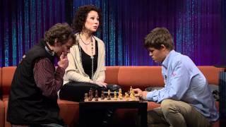 World champion Magnus Carlsen plays wildlife legend Lars Monsen on «Senkveld med Thomas og Harald»