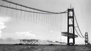 A peek at the construction of the Mackinac Bridge