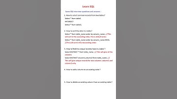 #sql interview questions and answers Part 2