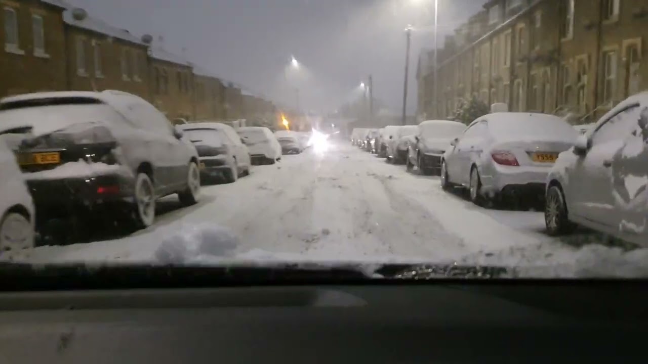 driving around Bradford in snow