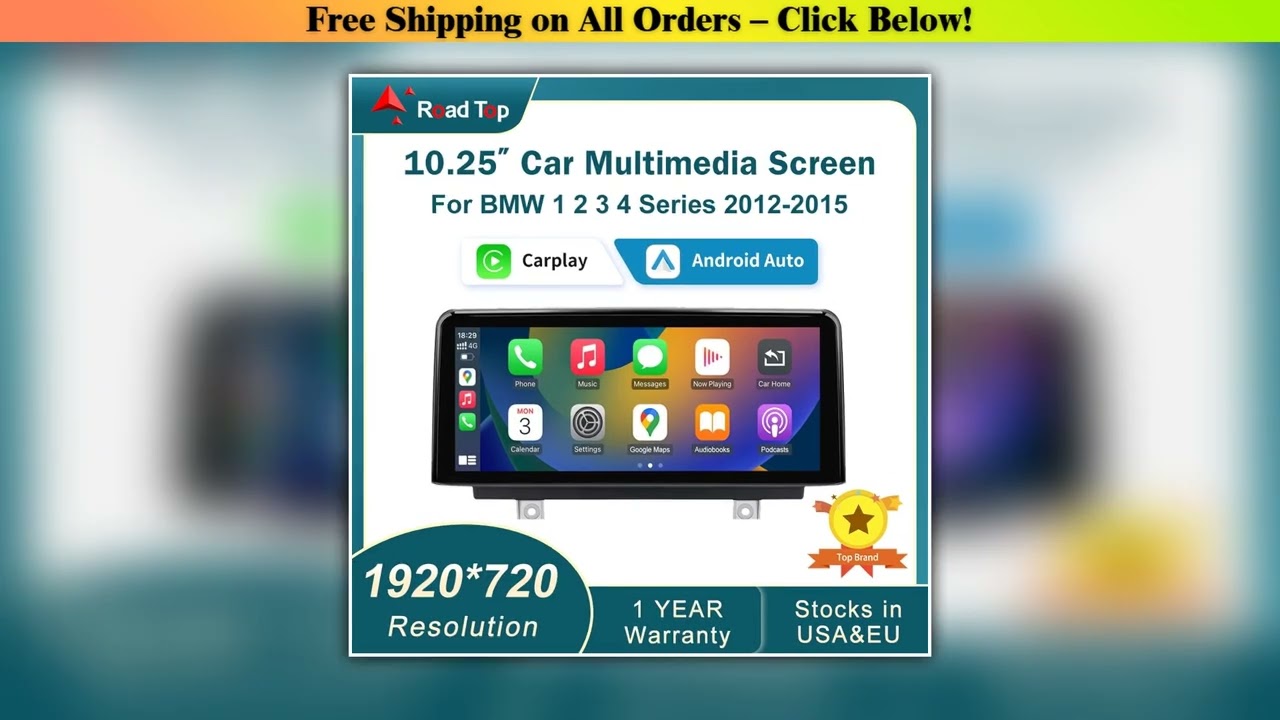 1025123 Wireless CarPlay Android Auto Multimedia Display Screen For BMW 1 2 3 4 Series F20 F21 F22