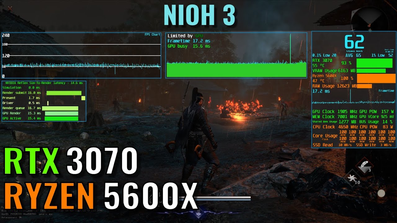 Nioh 3 - RTX 3070 - Ryzen 5600x - 1440p, 1080p - Benchmark
