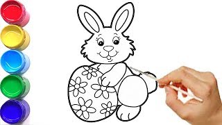 Easter Bunny & Easter Eggs coloring and drawing How to Draw & Color colors for kids | Fun Toy Art