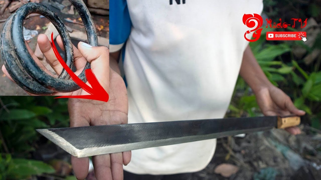 Blacksmithing Turning Coil Spring into a Sharp Machete Knife Blade by
