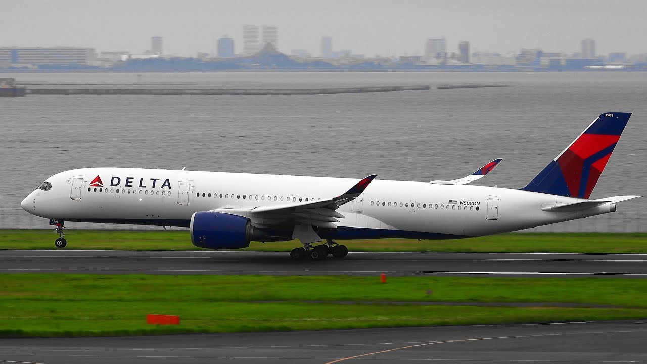 デルタ航空 羽田ーアトランタ DL296 A350-900羽田空港 離陸 Delta Air