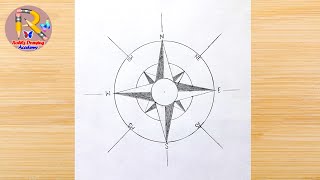 How to draw a Compass. (Very easy drawing for beginners) | Compass Drawing | Major Directions.