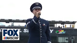 Technical Sergeant Sam Allen performs the National Anthem at the 2021 Daytona 500 | NASCAR ON FOX