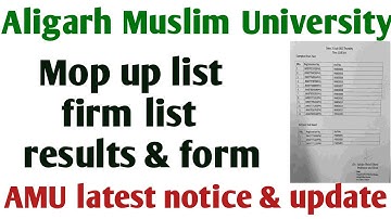 AMU spot admission notice 2022 AMU firm amu results 2022 AMU mop up round notice 2022