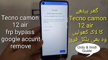 how to Tecno camon 12 air (kC3) frp bypaass google account remove Without PC Urdu & Hindi Guide.