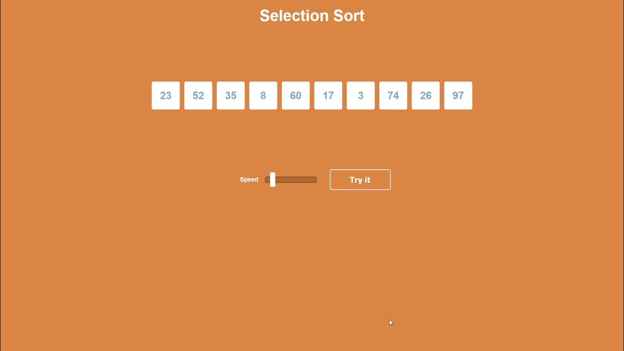 Selection Sort animation [HTML/CSS/JS] - YouTube