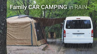 Family CAR CAMPING in RAIN | HIACE | ASMR