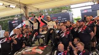 Sébastien Ogier/Vincent Landais Celebrating WRC Rally Portugal 2024 Victory with  Gazoo Racing Staff