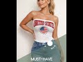 Patriotic USA Graphic Strapless Stretch Tube Top
