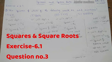 Exercise-6.1 Question.no-3-Squares &Square Roots-8th class/ncert