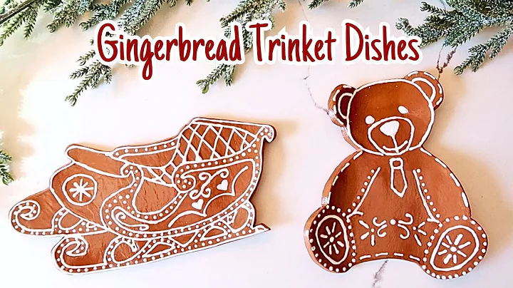 Air Dry Clay Gingerbread Teddy Bear & Sleigh Trinket Dish (Pottery Barn Dupe) | Christmas Decor