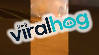 Cigarette Ignites Shopping Cart Fire || ViralHog