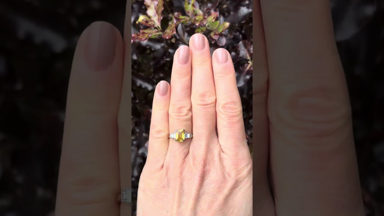 Retro 1920s Yellow Sapphire Diamond Ring | November Birthstone Ring 
