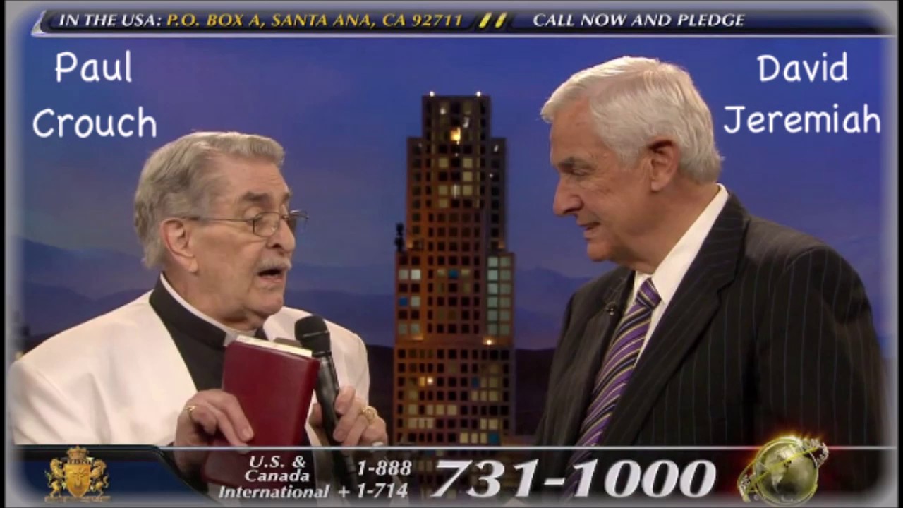 David Jeremiah raises money for TBN - Praises heretic Paul Crouch (Little gods / Prosperity Gospel)