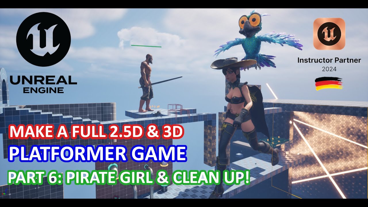 Spieleentwicklung 2.5D & 3D Platformer in Unreal Engine 5.5 - Part 6 Pirate Girl & Clean up