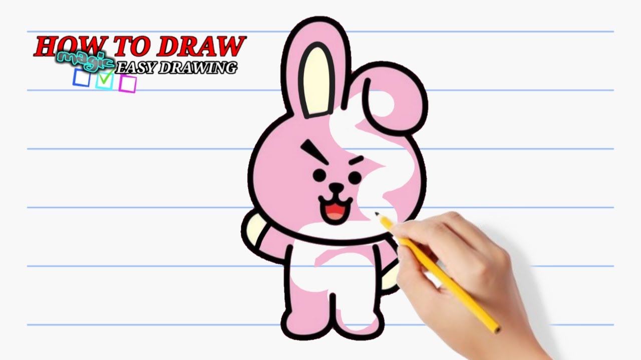 HOW TO DRAW BT21 COOKY | EASY DRAWING MAGIC, STEP BY STEP - YouTube