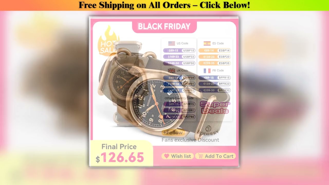 Boderry Field Watches Bronze Case Automatic Mechanical VOYAGER Watch Men's 100M Waterproof Clock