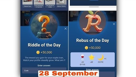 28/29 September All Quests Code X Empire |Youtube Video Code  Rebus Of The Day  Investment Fund Card