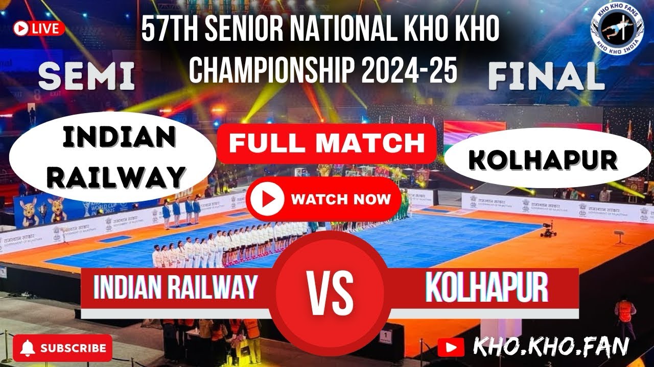 Semi Final Match Men’s🏆Indian Railway vs Kolhapur#57thseniornationalkhokhochampionship #khokho 🔥🔥