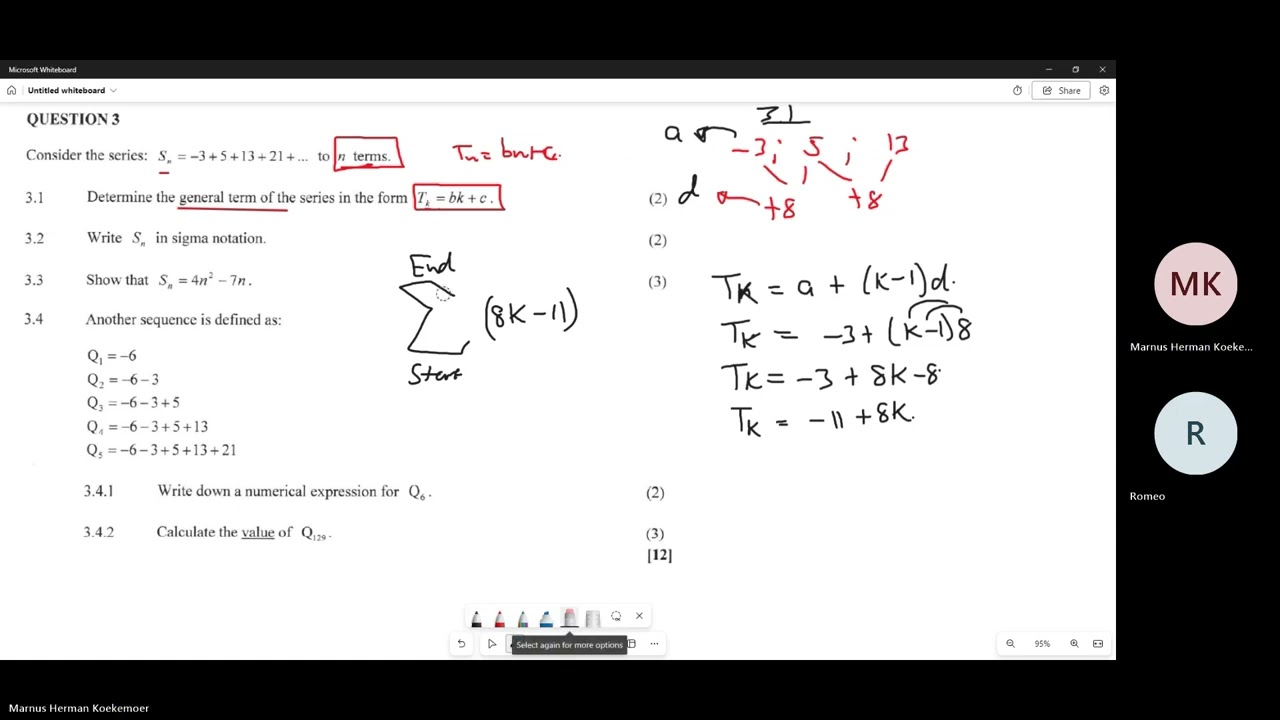 Grade 12 Paper 1 Number patterns selected questions