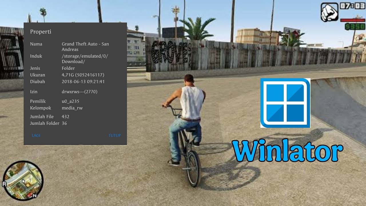 GTA SA PC on Android gameplay winlator emulator Windows - YouTube