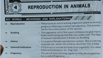8th class biology 4th chapter (Reproduction in animals) all questions and answers
