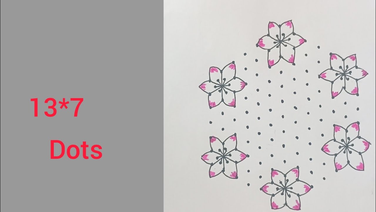 13*7 dots shivaratri special rangoli/naw year rangoli/chukkala mugglu/tipkayacharangoli