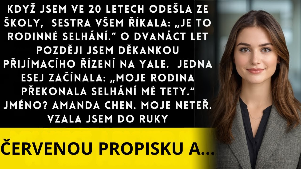 Ten pátek večer, 23. listopadu 2012, jsem položila vidličku a řekla: „Odcházím ze školy.“ Ticho bylo hmatatelné, než otec zavřel oči a odpověděl: „Tak ode mě nedostaneš ani korunu. Chceš se...