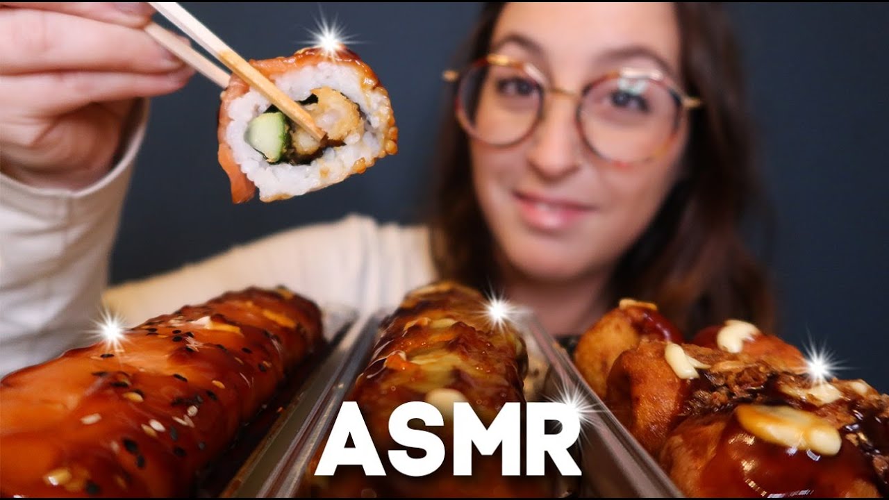 ASMR  - MUKBANG : Je me GAVE de SUSHIS (bruits de bouche INTENSES au TASCAM)