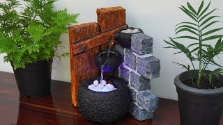 Beautiful Tabletop Indoor Water Fountain Using Styrofoam | Amazing DIY Tabletop Water Fountain