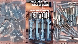 MAKE CHRISTMAS THEMED LIPGLOSS|BLUE WITH WHITE SNOWFLAKES|MAKING LIPGLOSS W/ THE GLOSS GOAT