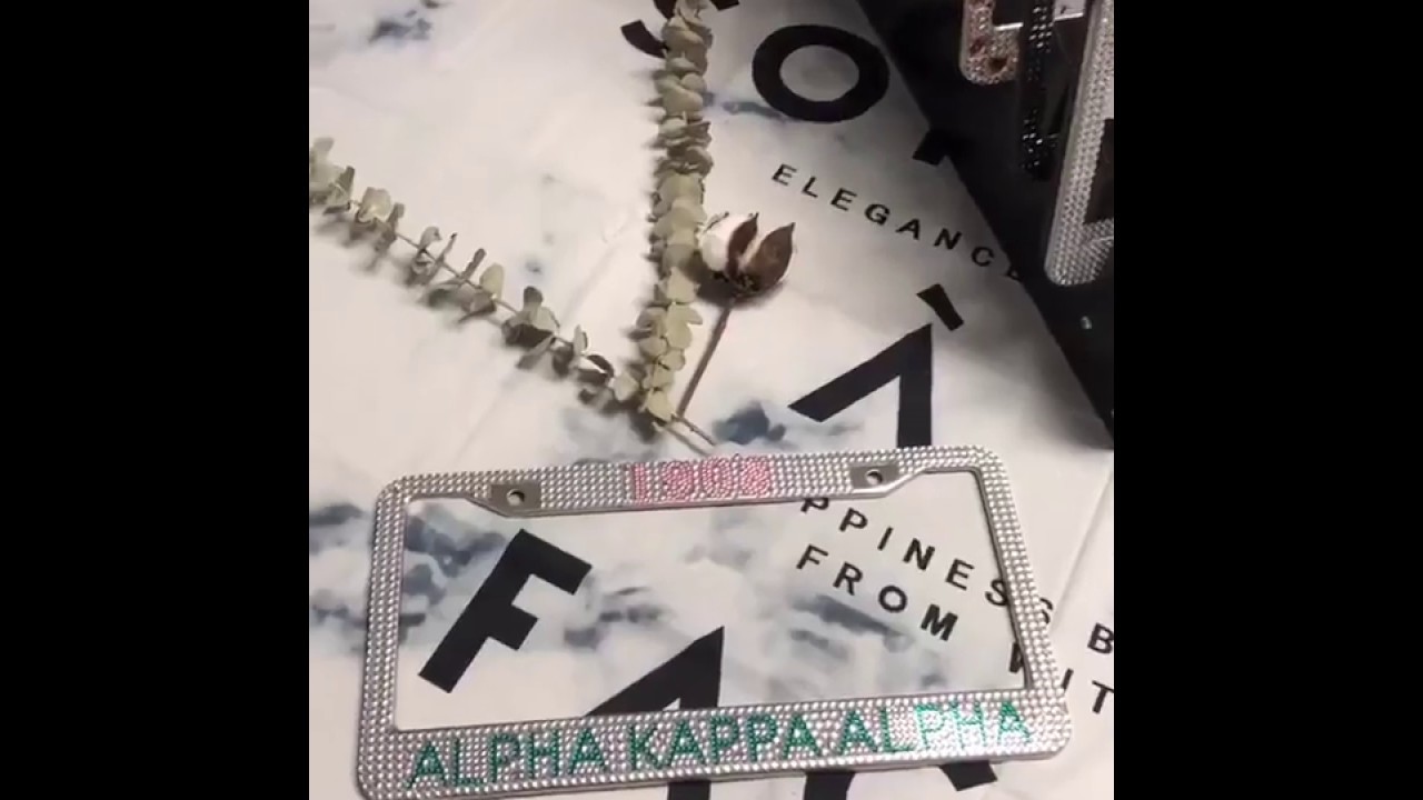 AKA Pink and Green Rhinestone License Plate Frames