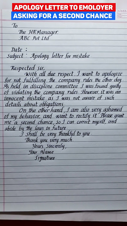 APOLOGY LETTER FOR MISTAKE 🌟 #shorts #apologyletter #apologyletterformistake #handwriting
