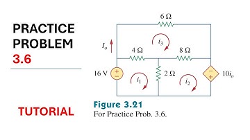 Practice Problem 3.6 Fundamental of Electric Circuits (Alexander/Sadiku) 5th Edition - Mesh Analysis