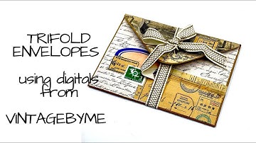ENVELOPE TRIFOLD USING DIGITALS FROM @VINTAGEBYME  #craftwithme #envelopes #junkjournalideas
