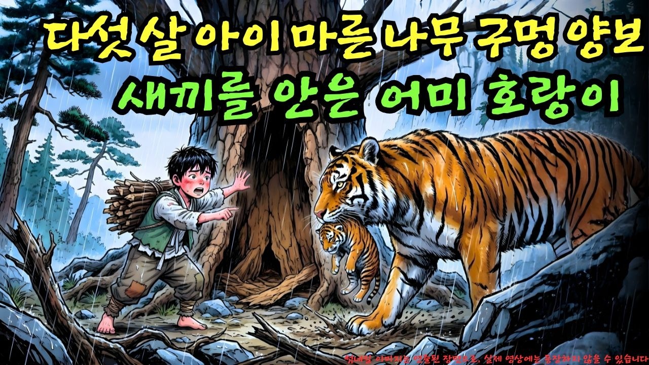 👉 떠돌이 다섯 살 아이, 폭풍을 피해 새끼를 안고 달아나는 어미 호랑이에게 마른 나무 구멍을 내어주다… 이 행동은 과연 위험할까? | 야담 |옛날이야기 |민담 |전설 | 설화