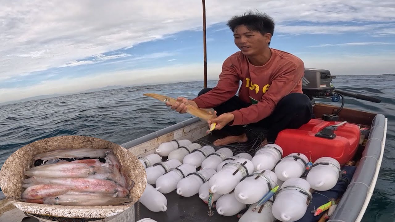 Nghề Câu Tôm - Một Ngày May Mắn Khi Bắt Được Hơn 5KG Mực Thước Với Mực ...