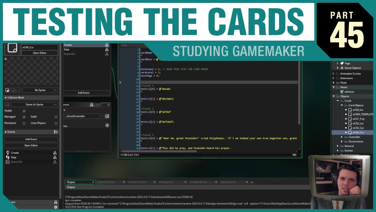 Studying GameMaker - PART 45 - TESTING THE CARDS - YouTube